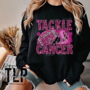 Sequin Look Tackle Cancer Graphic Top