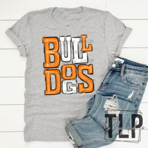 Bulldogs Orange and White Sporty Mascot Doodle Top