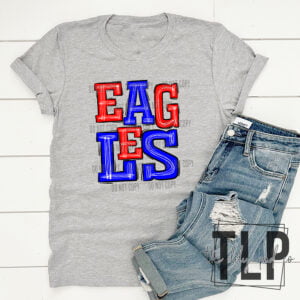 Eagles Blue and Red Sporty Mascot Doodle Top