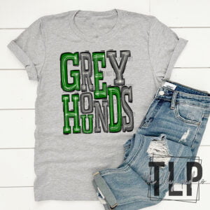Greyhounds Green and Grey Sporty Mascot Doodle Top