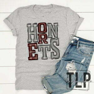 Hornets Maroon and Silver Sporty Mascot Doodle Top
