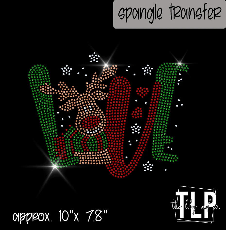 Love Reindeer Spangle Transfer