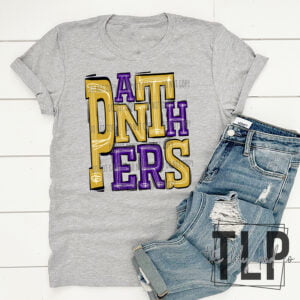 Panthers Gold and Purple Sporty Mascot Doodle Top