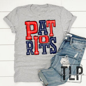 Patriots Navy and Red Sporty Mascot Doodle Top