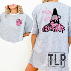 Pink Play Hard Cheer Football Paw Graphic Top