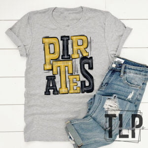 Pirates Gold and Black Sporty Mascot Doodle Top