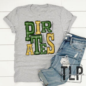 Pirates Green and Gold Sporty Mascot Doodle Top