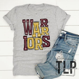 Warriors Maroon and Gold Sporty Mascot Doodle Top