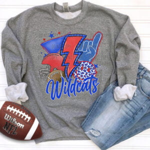 Wildcats Red and Blue Football Bolt Cluster Top