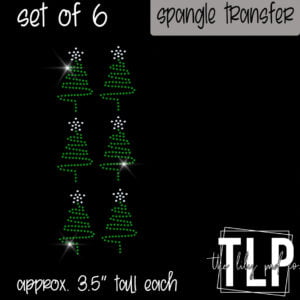 Mini Christmas Tree Set of 6 Spangle Transfer