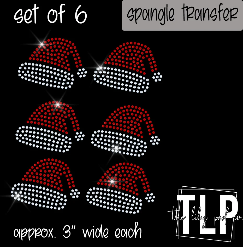 Mini Santa Hat Set of 6 Spangle Transfer