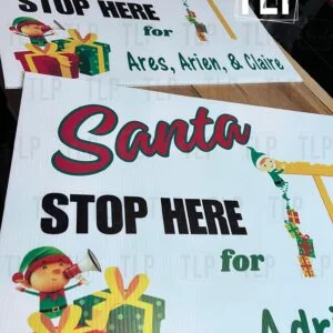 Santa Stop Here Custom with Name Yard Sign