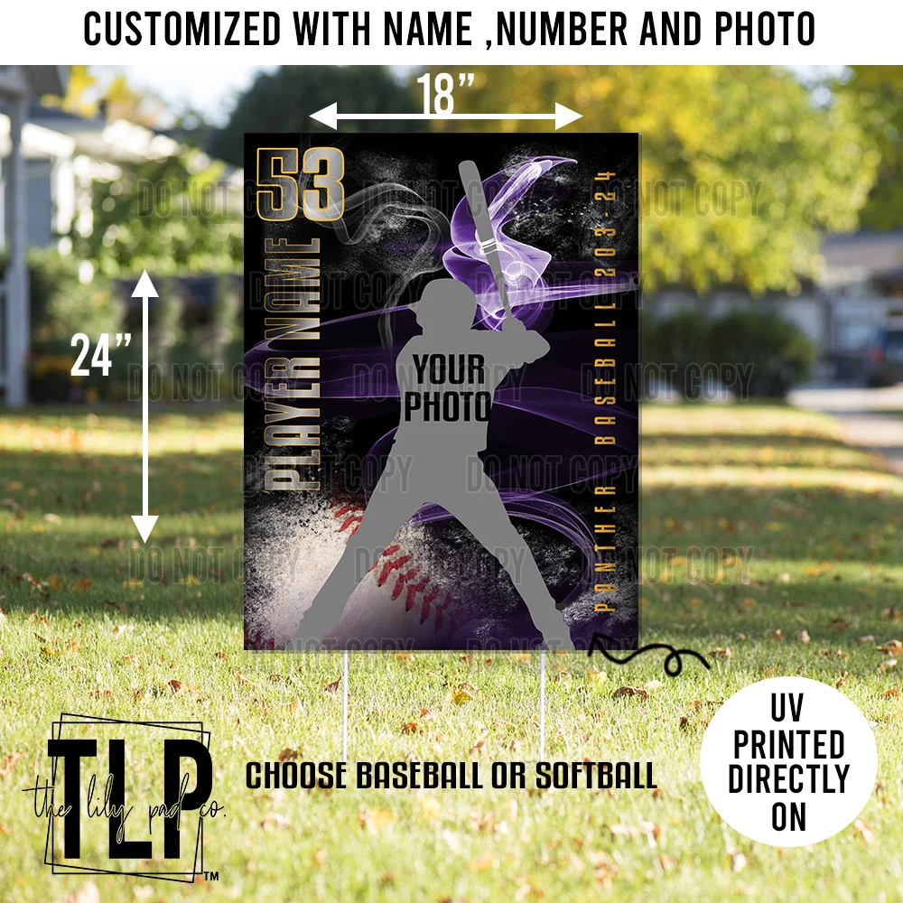 Baseball or Softball AP Panther Custom Player Yard Sign - Image 2