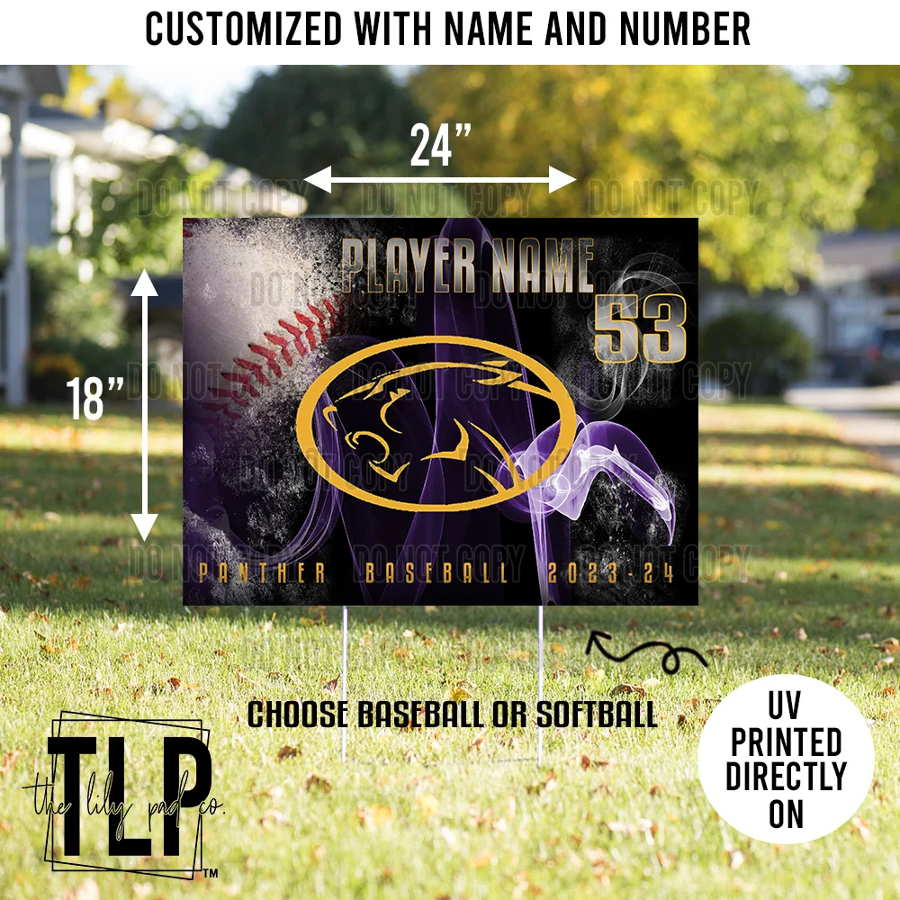Baseball or Softball AP Panther Custom Player Yard Sign