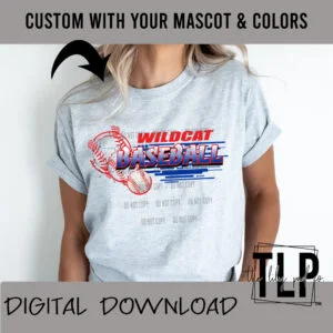 Custom Baseball-Softball Colors Mascot Line GrungeDigital File