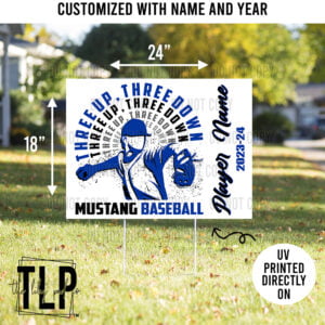 3UP3DOWN Baseball or Softball Ingleside Mustangs Custom Player Yard Sign
