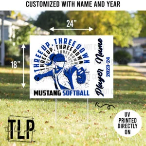 3UP3DOWN Baseball or Softball Ingleside Mustangs Custom Player Yard Sign