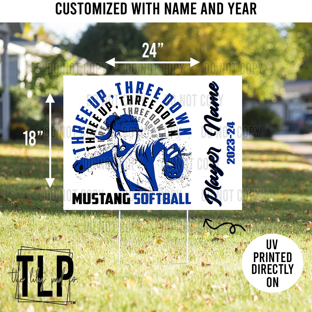 3UP3DOWN Baseball or Softball Ingleside Mustangs Custom Player Yard Sign - Image 2