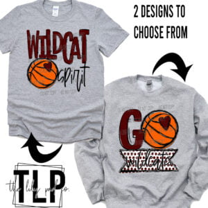 Wildcat Maroon Spirit Basketball Go Banner Graphic Top or Sweatshirt