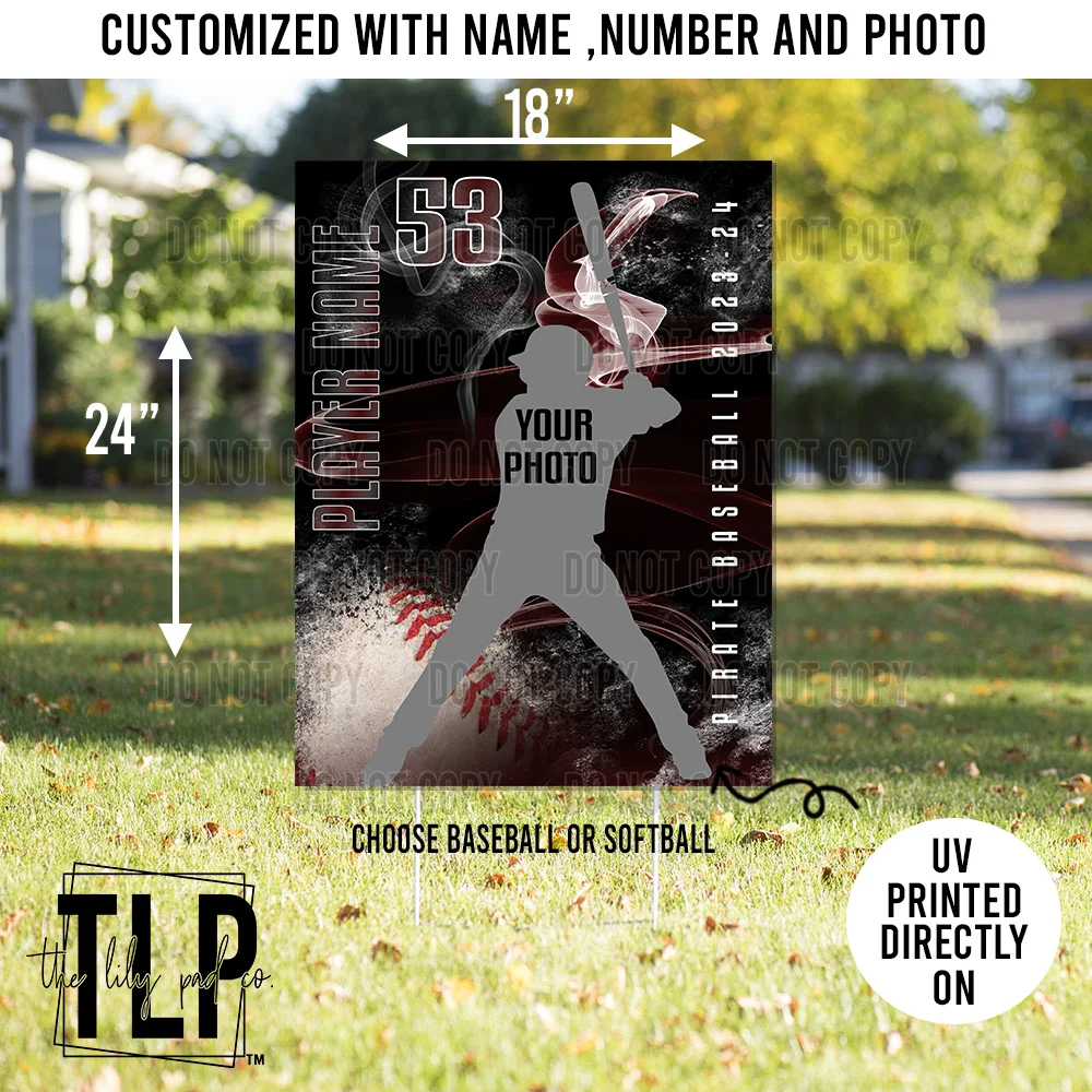 Baseball or Softball Sinton Pirates Custom Player Yard Sign - Image 2