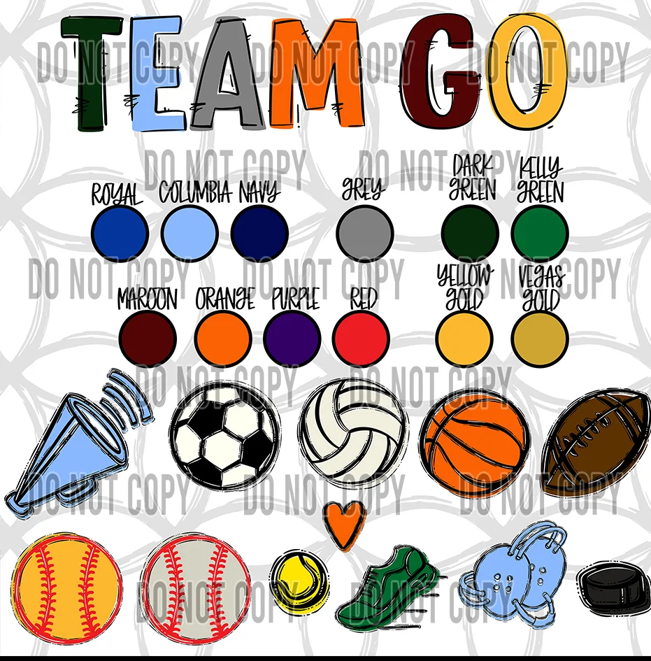 Custom Sport Mascot Team Go DTF Transfer - Image 2