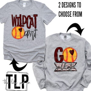 Wildcat Maroon Spirit Softball Go Banner Graphic Top or Sweatshirt