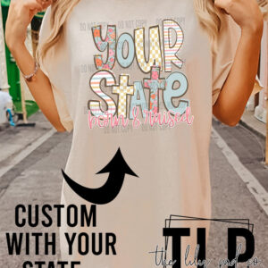 Doodle Loo Your Custom State Born and Raised Graphic Top