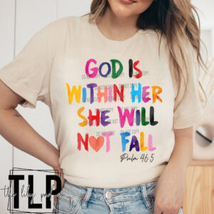 God is Within Her Colorful Brushed Stroke DTF transfer
