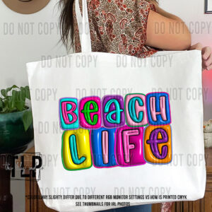 3D Inflate Beach Life Bright DTF transfer