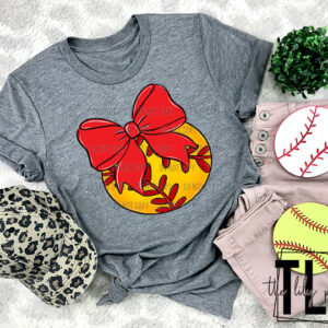 Baseball Softball With Bow-Pick your color DTF transfer