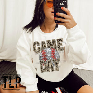 Game Day Leopard Sport Faux Sequin Graphic Top