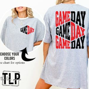 Custom Color Game Day Stacked Front and Back Graphic Top