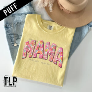 Mama Floral Pink Puff Transfer