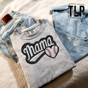 Varsity Mama Baseball Faux Embroidery Graphic Top