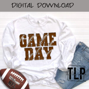 Faux Chenille Game Day Football PNG FILE