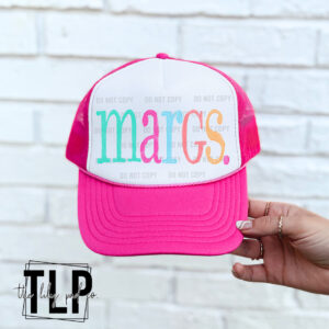 Marg. Painted Letter Graphic Top-Trucker Hat