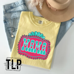 Mama Turquoise Frame Graphic Top
