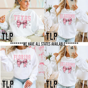 Pink Coquette Bow Your State Graphic Top