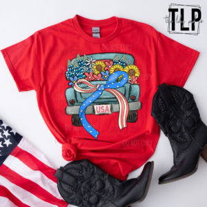 Patriotic Pick Up Truck DTF Transfer