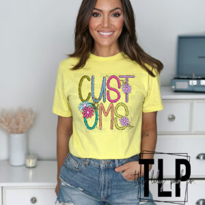 Custom Word Skinny Daisy Doodle  DTF Transfer