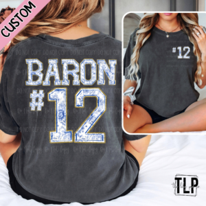 Player Number Front Back Toile DTF Transfer