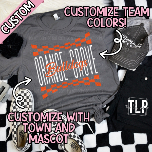 Checkered Hometown Mascot Custom-MOCKUP ONLY