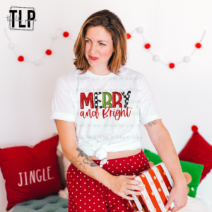 Merry and Bright Script DTF Transfer