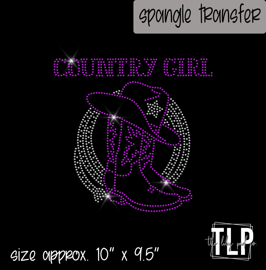 Country Girl with Boots Hat Spangle Transfer The Lily Pad TLP