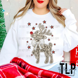Sequin Reindeer DTF Transfer