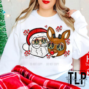 Hippie Shades Santa and Friend DTF Transfer