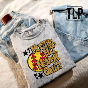 Hustle Never Quit Baseball/Softball DTF Transfer