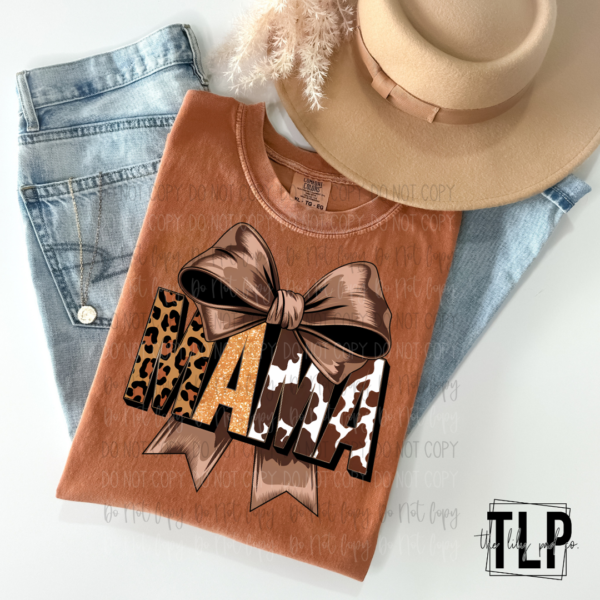 Mama Western Pattern Bow Graphic Tee