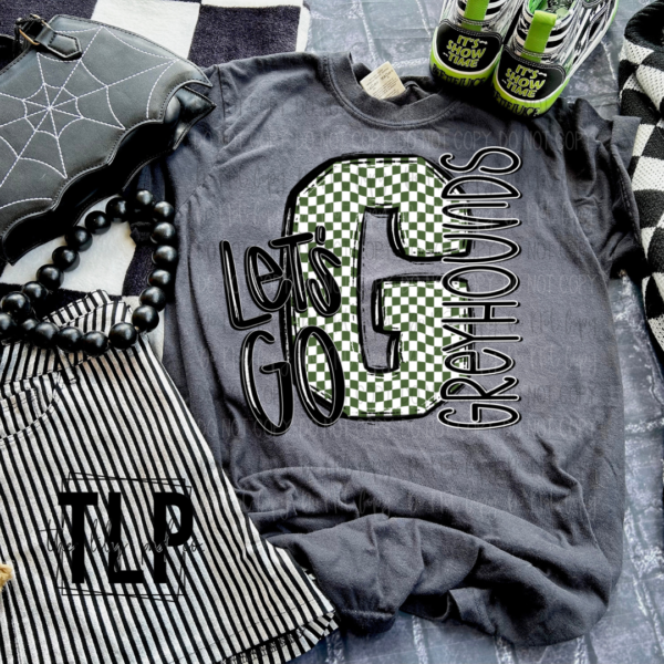 Custom Let's Go Checkered Mascot Graphic Tee/Long sleeve