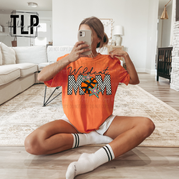 Custom Mascot Checkered Stars Sports Mom DTF Transfer
